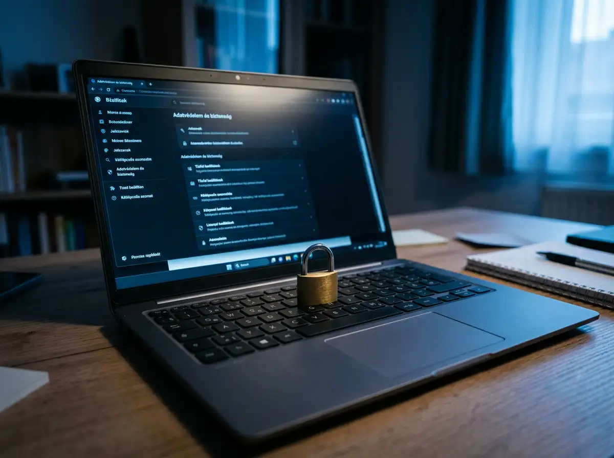 Laptop s ikonom katanca i mrežnim ikonama koje predstavljaju VPN spoj
